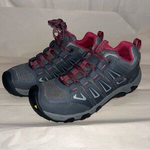 Keen Shoes Women Size 7.5 Gray Pink Oakridge Lace Up Athletic Hiking 1015364